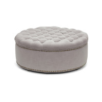 Baxton Studio 532-Beige-Otto Iglehart Beige Linen Modern Tufted Ottoman